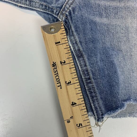 Lucky Shorts Women 6/28 Denim Mid-rise Boy Cut-Off Raw Edge Distressed Blue Jean - Picture 11 of 11